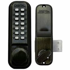 Best deal ⌛ LockeyUSA Lockey Digital Door Lock 2200 Surface/Rim Mount, Antique Brass 😍
