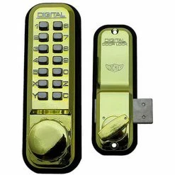 Outlet 😀 LockeyUSA Lockey Digital Door Lock 2200 Surface/Rim Mount, Bright Brass 🔥