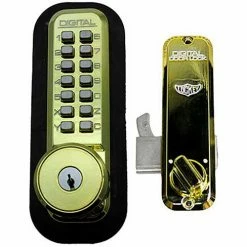 Wholesale 😀 LockeyUSA Lockey Digital Door Lock 2500 Mechanical Keyless Hook Bolt with Key Override, Bright Brass 😍