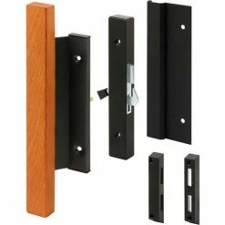 Best deal 🥰 Prime-Line Products Prime-Line C 1061 Sliding Door Handle Set, Black Finish, Wood Handle 🤩