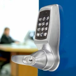 Hot Sale ✔️ Codelocks Electronic Keyless Entry Lock Interior Usage, w/ Smart Phone App, Keypad, Card, Audit 😉 -Doors & Windows Sales CL4510 blue door angle