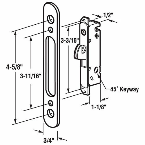 Top 10 🛒 Prime-Line Products Prime-Line® Sliding Door Mortise Lock, w/Adaptor Plate, E 2164 👏 2 Top 10 🛒 Prime-Line Products Prime-Line® Sliding Door Mortise Lock, w/Adaptor Plate, E 2164 👏 - Image 2