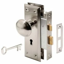 Promo ✨ Prime-Line Products Prime-Line® Satin Nickel Victorian Style Keyed Mortise Entry Lock Set, E 2330 😀