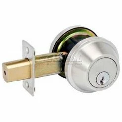 Buy 🎉 Master Lock® Heavy Duty Single Cylinder Deadbolt W/BumpStop, Brushed Chrome 🎉