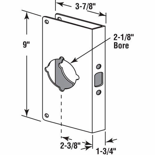 Outlet π Prime-Line Products Lock/Door Guard, 3-7/8"Lx9"H, 1-3/4" Thick Door, 2-3/8" Backset, Brass π 3 Outlet π Prime-Line Products Lock/Door Guard, 3-7/8"Lx9"H, 1-3/4" Thick Door, 2-3/8" Backset, Brass π - Image 3