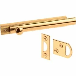 New 😍 Prime-Line Products Prime-Line® Slide Bolt and Keeper, U 9961, 4"L, Polished Brass ⭐ -Doors & Windows Sales PL6 U9961
