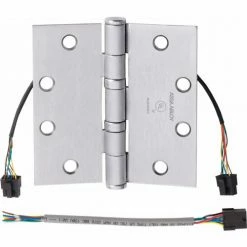 Outlet ✔️ McKinney ElectroLynx Hinges, T4A3786 4 1/2 x 4 1/2 QC4 US26D, 6"L x 6"W x 2"H, 8-1/2" Dia 💯