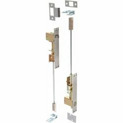 Outlet 🎁 Rockwood Combo Flush Bolt Set, 7"L x 2"W x 1"H, 7-2/7" Dia, Satin Chrome Plated 🎁