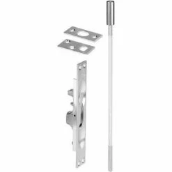 Cheap 😀 Rockwood Lever Extension Flush Bolt, 2"L x 3"W x 2"H, 3-3/5" Dia, Satin Chrome Plated, Brass - Pkg Qty 3 🤩